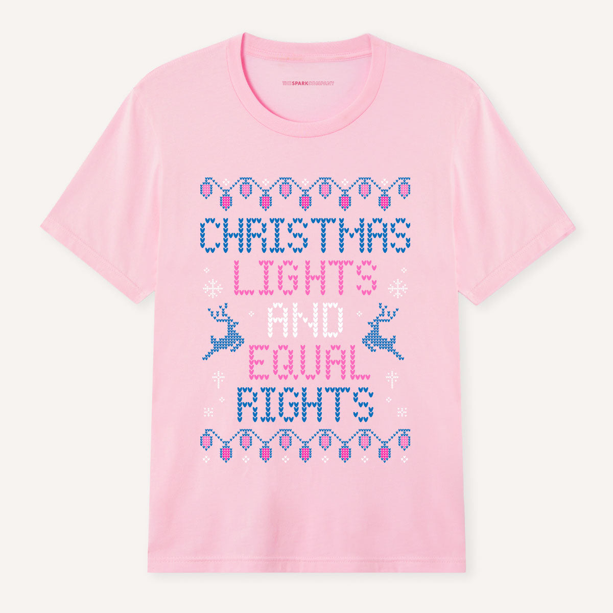 Christmas Lights And Equal Rights Ugly Christmas T-Shirt-Feminist Apparel, Feminist Clothing, Feminist T Shirt, BC3001-The Spark Company