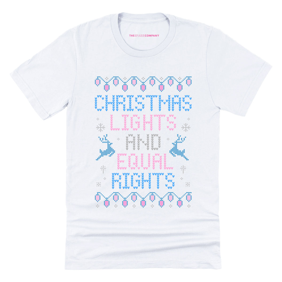 Christmas Lights And Equal Rights Ugly Christmas T-Shirt-Feminist Apparel, Feminist Clothing, Feminist T Shirt, BC3001-The Spark Company