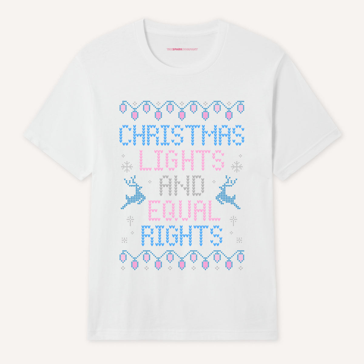 Christmas Lights And Equal Rights Ugly Christmas T-Shirt-Feminist Apparel, Feminist Clothing, Feminist T Shirt, BC3001-The Spark Company