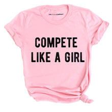 Load image into Gallery viewer, Compete Like A Girl T-Shirt-Feminist Apparel, Feminist Clothing, Feminist T Shirt, BC3001-The Spark Company