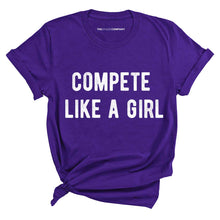 Load image into Gallery viewer, Compete Like A Girl T-Shirt-Feminist Apparel, Feminist Clothing, Feminist T Shirt, BC3001-The Spark Company