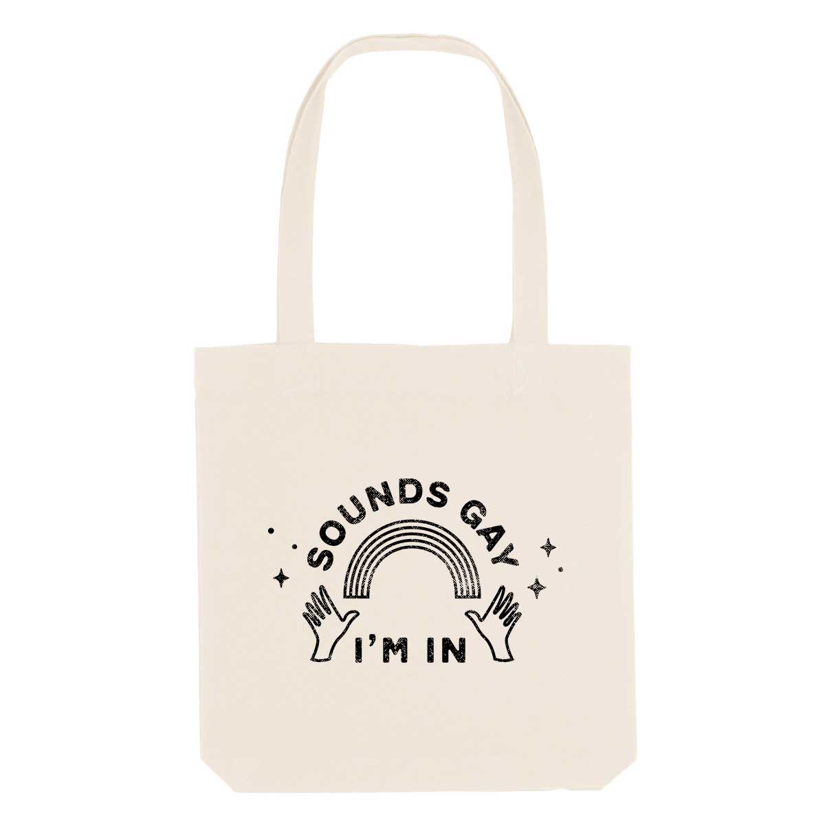 Distressed Sounds Gay Strong As Hell Tote Bag-LGBT Apparel, LGBT Gift, LGBT Tote Bag-The Spark Company