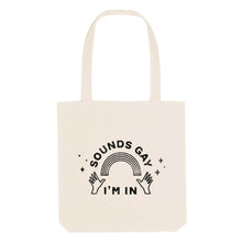 Load image into Gallery viewer, Distressed Sounds Gay Strong As Hell Tote Bag-LGBT Apparel, LGBT Gift, LGBT Tote Bag-The Spark Company