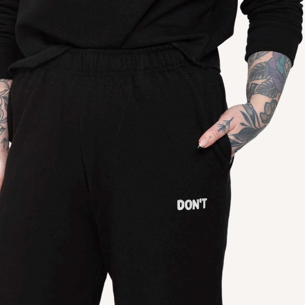 Don't Embroidery Detail Joggers-Feminist Apparel, Feminist Clothing, Feminist joggers, JH072-The Spark Company