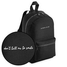 Load image into Gallery viewer, Don&#39;t Tell Me To Smile Embroidered Mini Backpack-Feminist Apparel, Feminist Gift, Feminist Mini Backpack, BG153-The Spark Company