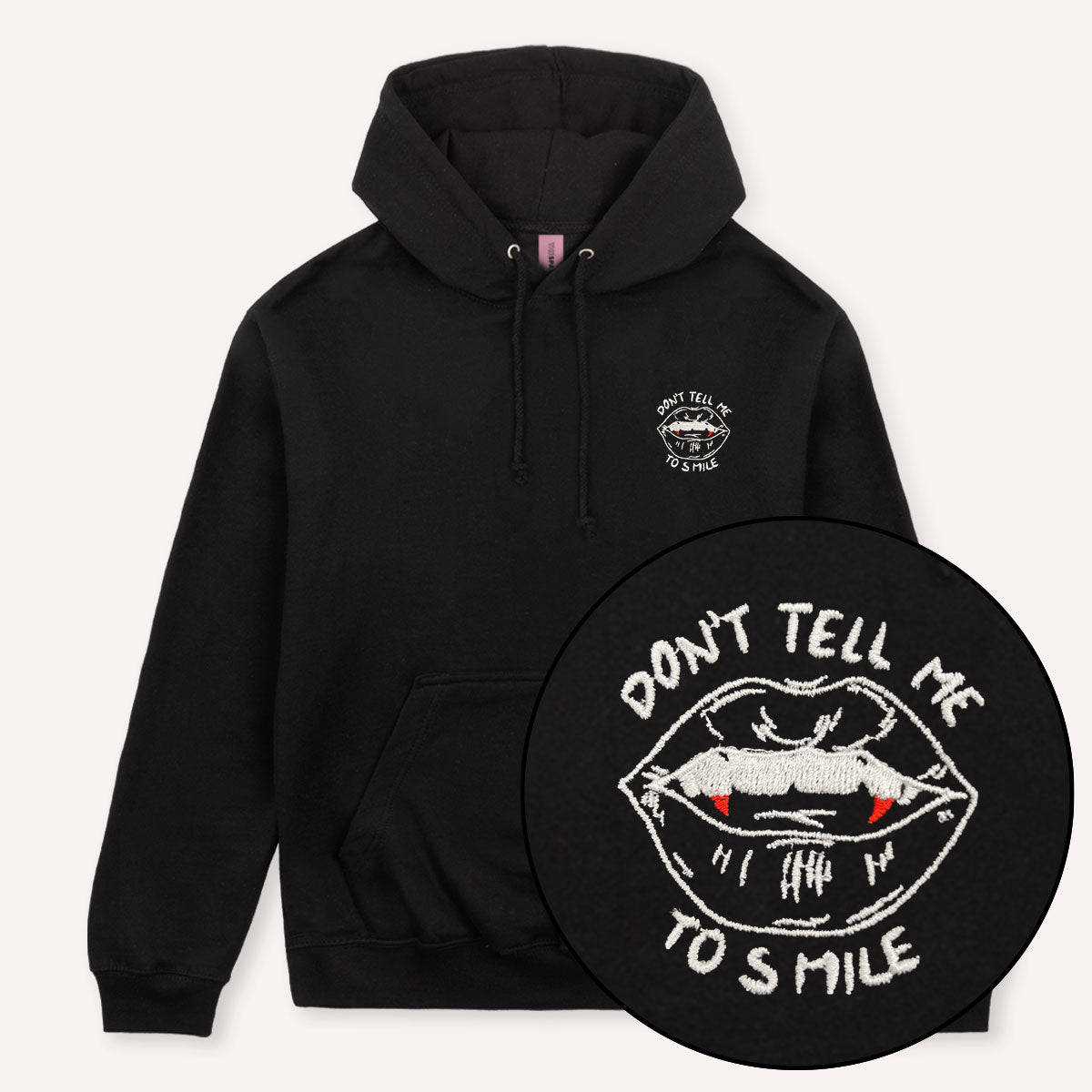 Dont Tell Me To Smile Halloween Embroidered Hoodie
