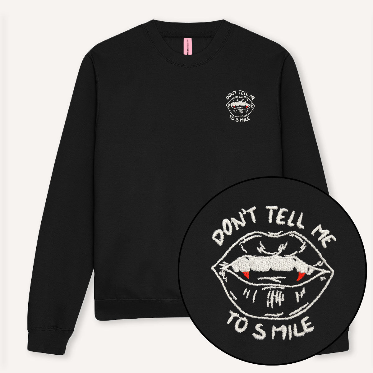 Don't Tell Me To Smile Halloween Embroidered Sweatshirt-Feminist Apparel, Feminist Clothing, Feminist Sweatshirt, JH030-The Spark Company
