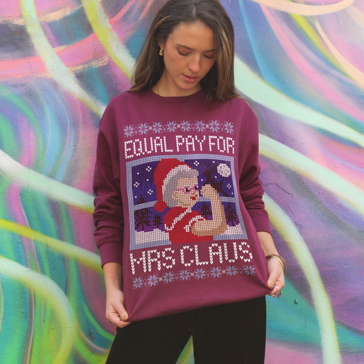 Equal Pay For Mrs Claus Ugly Christmas Jumper-Feminist Apparel, Feminist Clothing, Feminist Sweatshirt, JH030-The Spark Company