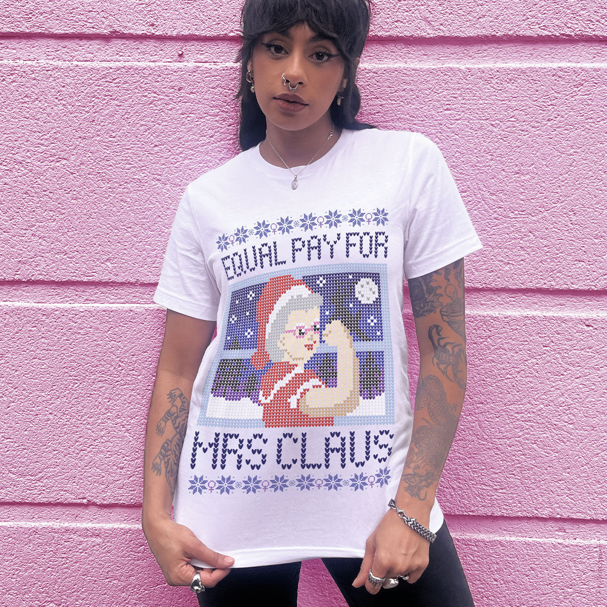 Equal Pay For Mrs Claus Ugly Christmas T-Shirt-Feminist Apparel, Feminist Clothing, Feminist T Shirt, BC3001-The Spark Company