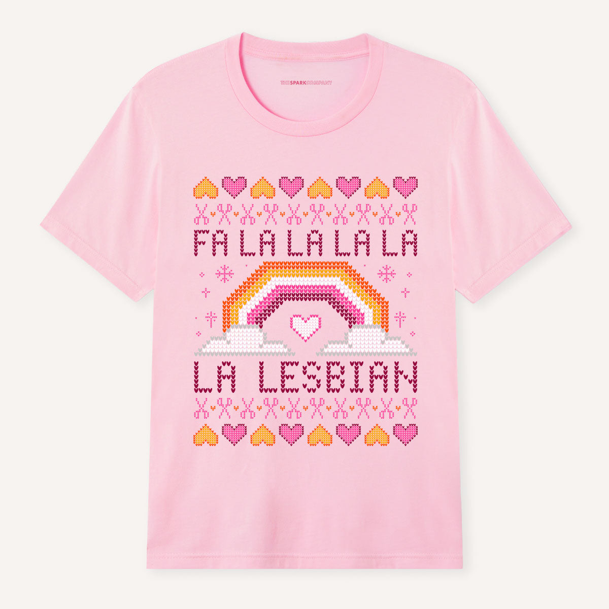Fa-La-La Lesbian Ugly Christmas T-Shirt-Feminist Apparel, Feminist Clothing, Feminist T Shirt, BC3001-The Spark Company