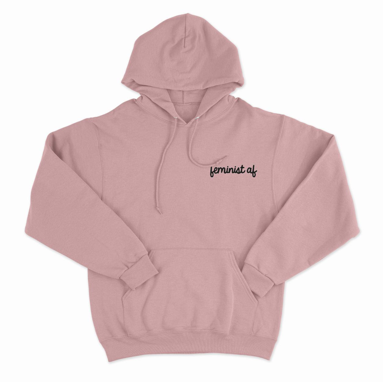 Feminist AF Embroidered Hoodie-Feminist Apparel, Feminist Clothing, Feminist Hoodie, JH001-The Spark Company