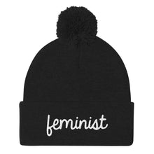 Load image into Gallery viewer, Feminist Embroidered Pom Pom Beanie Hat-Feminist Apparel, Feminist Gift, Feminist Beanie Hat BB426-The Spark Company