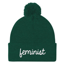 Load image into Gallery viewer, Feminist Embroidered Pom Pom Beanie Hat-Feminist Apparel, Feminist Gift, Feminist Beanie Hat BB426-The Spark Company