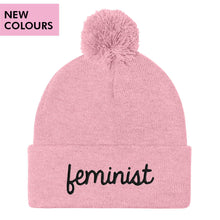 Load image into Gallery viewer, Feminist Embroidered Pom Pom Beanie Hat-Feminist Apparel, Feminist Gift, Feminist Beanie Hat BB426-The Spark Company