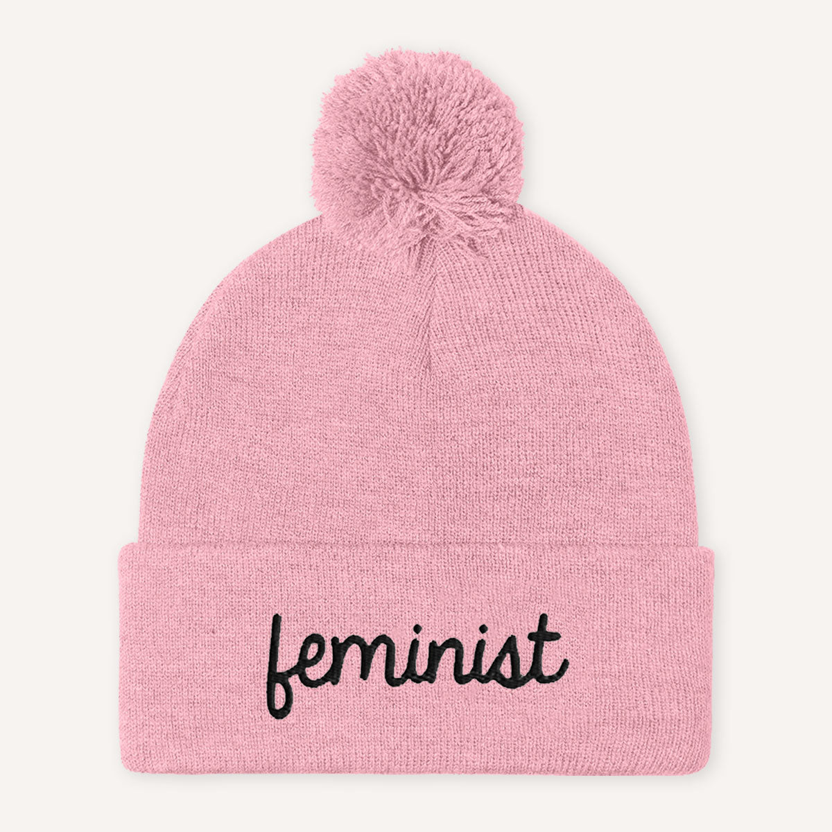 Feminist Embroidered Pom Pom Beanie Hat-Feminist Apparel, Feminist Gift, Feminist Beanie Hat BB426-The Spark Company