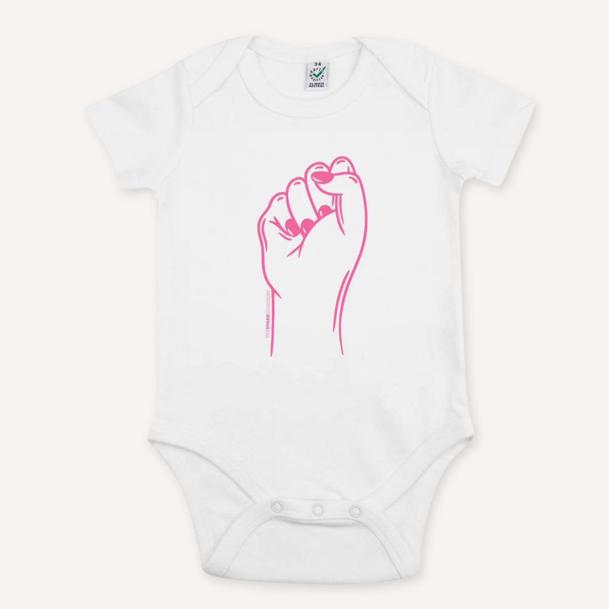 Feminist Fist Babygrow-Feminist Apparel, Feminist Clothing, Feminist Baby Onesie, EPB02-The Spark Company