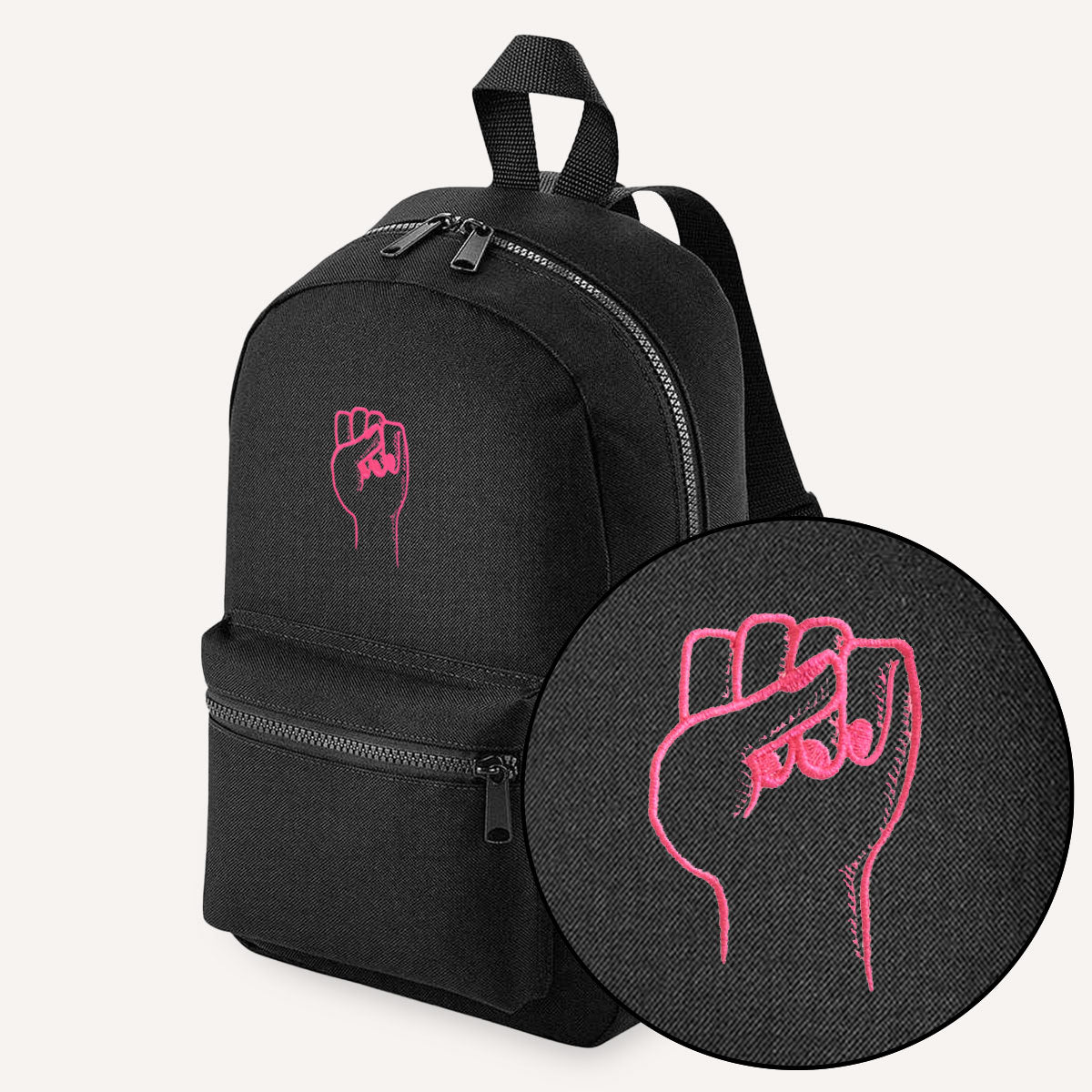 Feminist Fist Embroidered Mini Backpack-Feminist Apparel, Feminist Gift, Feminist Mini Backpack, BG153-The Spark Company