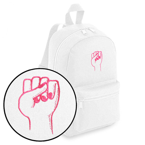 Feminist Fist Embroidered Mini Backpack-Feminist Apparel, Feminist Gift, Feminist Mini Backpack, BG153-The Spark Company