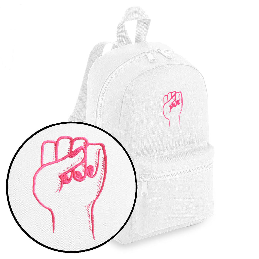 Feminist Fist Embroidered Mini Backpack-Feminist Apparel, Feminist Gift, Feminist Mini Backpack, BG153-The Spark Company