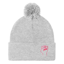 Load image into Gallery viewer, Feminist Fist Embroidered Pom Pom Beanie Hat-Feminist Apparel, Feminist Gift, Feminist Beanie Hat BB426-The Spark Company