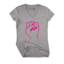 Load image into Gallery viewer, Feminist Fist Fitted V-Neck T-Shirt-Feminist Apparel, Feminist Clothing, Feminist Fitted V-Neck T Shirt, Evoker-The Spark Company