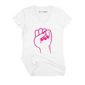 Feminist Fist Fitted V-Neck T-Shirt-Feminist Apparel, Feminist Clothing, Feminist Fitted V-Neck T Shirt, Evoker-The Spark Company