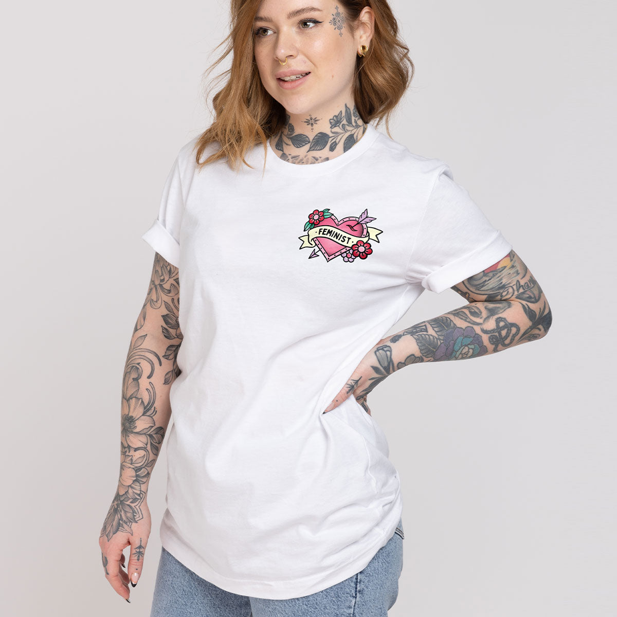 Feminist Heart T-Shirt-Feminist Apparel, Feminist Clothing, Feminist T Shirt, BC3001-The Spark Company