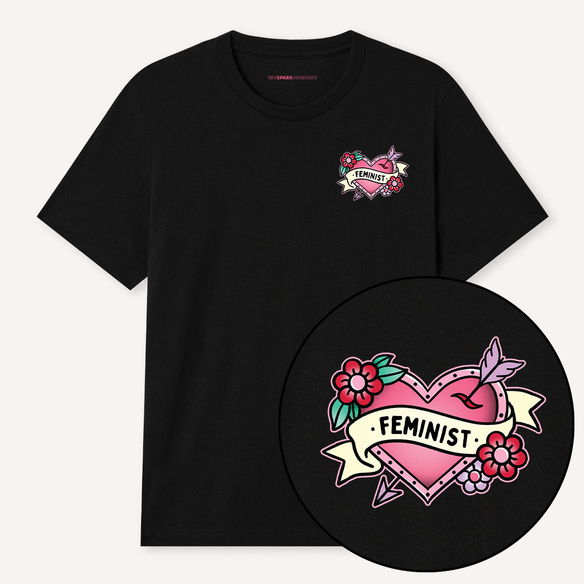 Feminist Heart T-Shirt-Feminist Apparel, Feminist Clothing, Feminist T Shirt, BC3001-The Spark Company