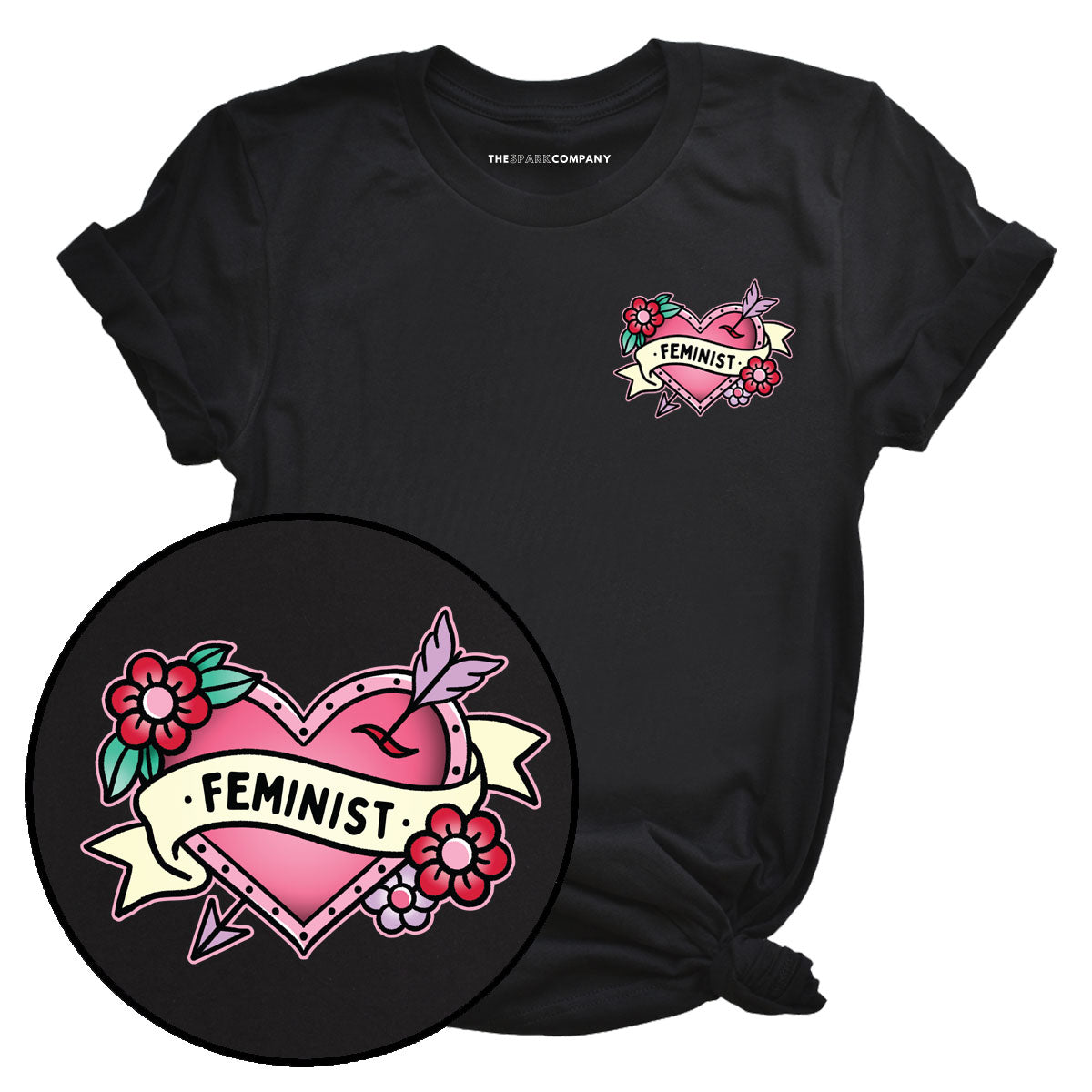 Feminist Heart T-Shirt-Feminist Apparel, Feminist Clothing, Feminist T Shirt, BC3001-The Spark Company