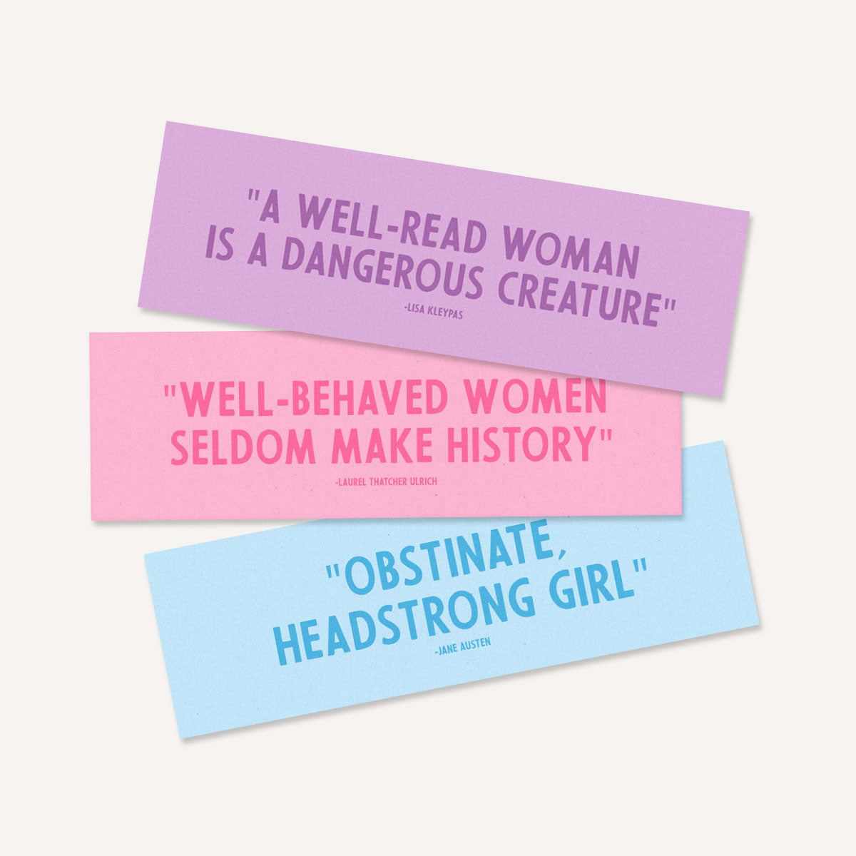 Feminist Quotes Pastel Bookmarks (3 Pack)-Feminist Apparel, Feminist Gift, Feminist Bookmark-The Spark Company