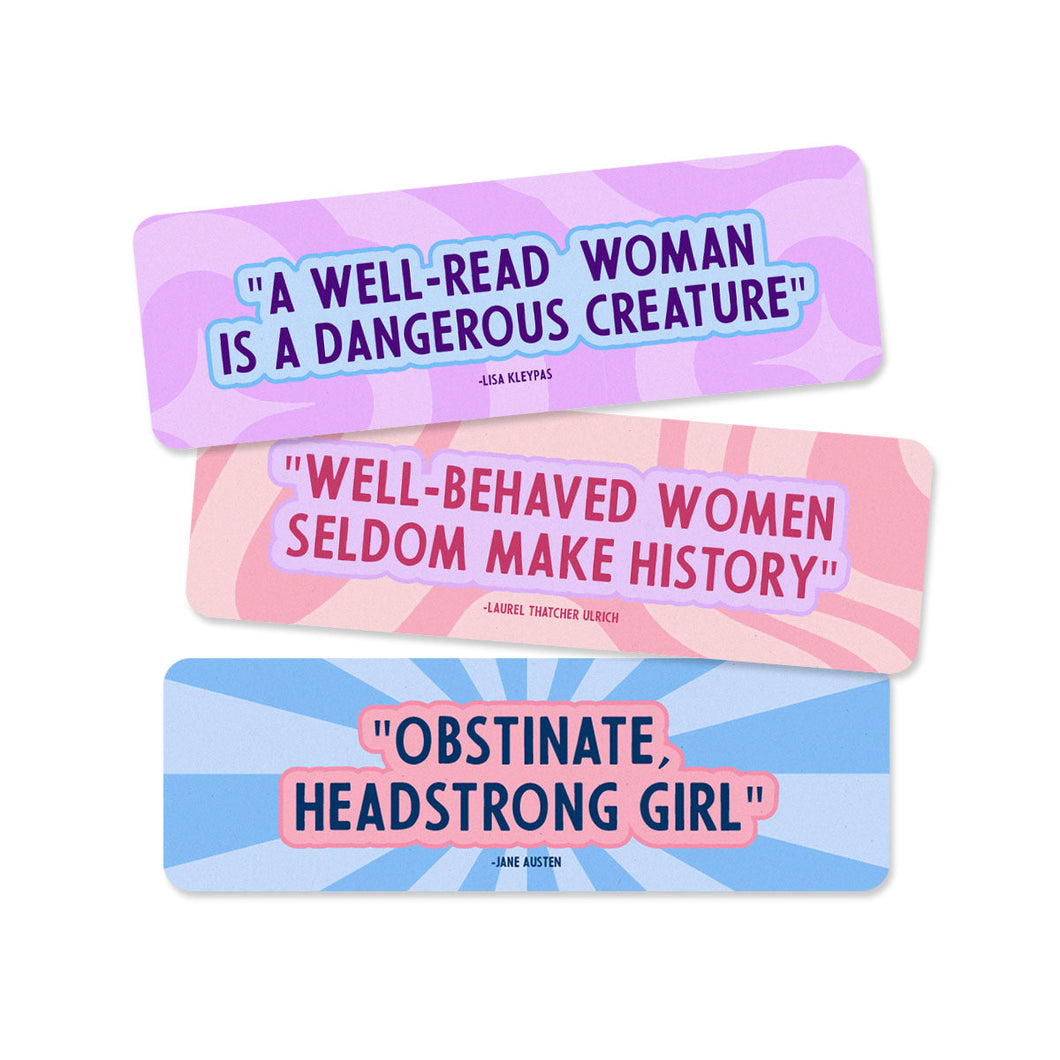 Feminist Quotes Patterned Bookmarks (3 Pack)-Feminist Apparel, Feminist Gift, Feminist Bookmark-The Spark Company