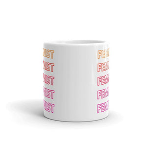 Feminist Rainbow Mug-Feminist Apparel, Feminist Gift, Feminist Coffee Mug, 11oz White Ceramic-The Spark Company