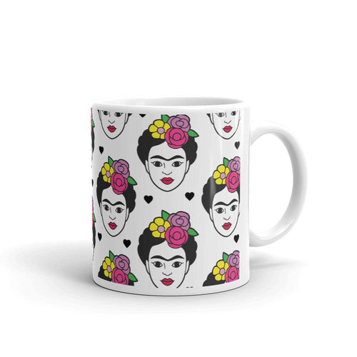 Frida Print Mug-Feminist Apparel, Feminist Gift, Feminist Coffee Mug, 11oz White Ceramic-The Spark Company