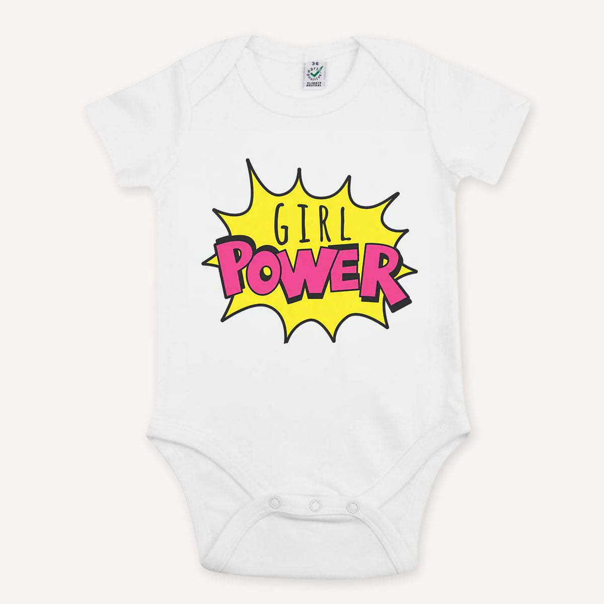 Girl Power Pop Art Babygrow-Feminist Apparel, Feminist Clothing, Feminist Baby Onesie, EPB02-The Spark Company