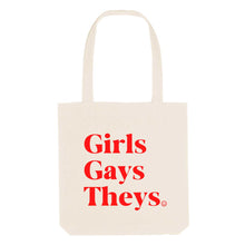 Load image into Gallery viewer, Girls Gays Theys Strong As Hell Tote Bag-LGBT Apparel, LGBT Gift, LGBT Tote Bag-The Spark Company
