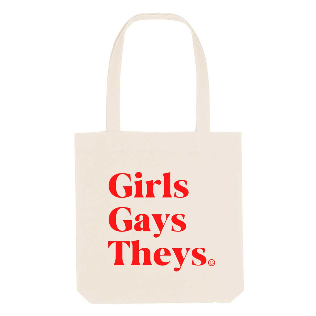 Girls Gays Theys Strong As Hell Tote Bag-LGBT Apparel, LGBT Gift, LGBT Tote Bag-The Spark Company