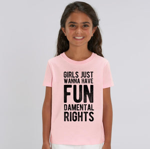 Girls Just Wanna Have Fundamental Rights Kids T-Shirt-Feminist Apparel, Feminist Clothing, Feminist Kids T Shirt, MiniCreator-The Spark Company