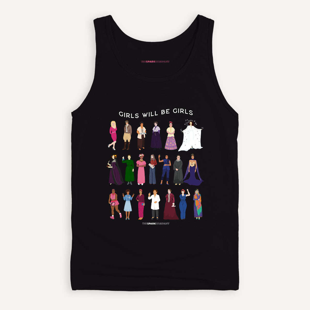 Girls Will Be Girls: Iconic Women Tank Top-Feminist Apparel, Feminist Clothing, Feminist Tank, 03980-The Spark Company