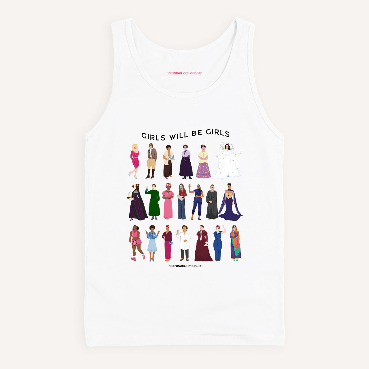 Girls Will Be Girls: Iconic Women Tank Top-Feminist Apparel, Feminist Clothing, Feminist Tank, 03980-The Spark Company