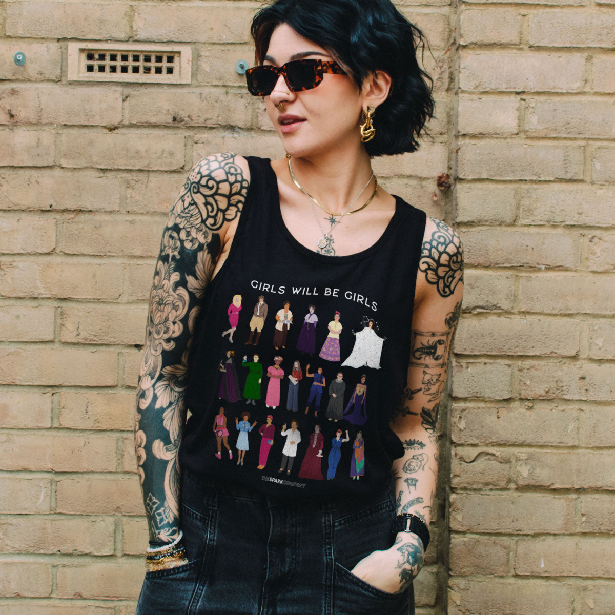 Girls Will Be Girls: Iconic Women Tank Top-Feminist Apparel, Feminist Clothing, Feminist Tank, 03980-The Spark Company