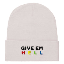 Load image into Gallery viewer, Give Em&#39; Hell Embroidered Beanie Hat-Feminist Apparel, Feminist Gift, Feminist Cuffed Beanie Hat, BB45-The Spark Company