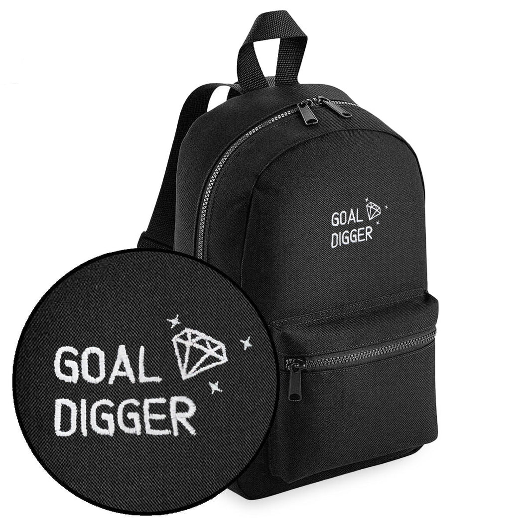 Goal Digger Embroidered Mini Backpack-Feminist Apparel, Feminist Gift, Feminist Mini Backpack, BG153-The Spark Company