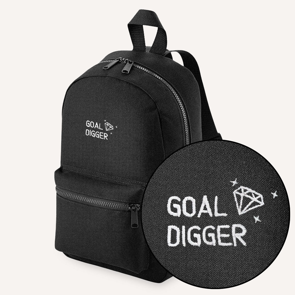 Goal Digger Embroidered Mini Backpack-Feminist Apparel, Feminist Gift, Feminist Mini Backpack, BG153-The Spark Company
