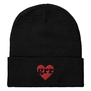 Grr Heart Embroidered Beanie Hat-Feminist Apparel, Feminist Gift, Feminist Cuffed Beanie Hat, BB45-The Spark Company