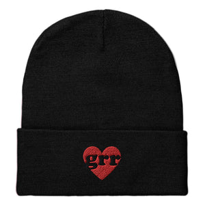 Grr Heart Embroidered Beanie Hat-Feminist Apparel, Feminist Gift, Feminist Cuffed Beanie Hat, BB45-The Spark Company