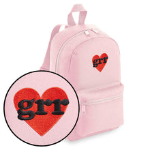 Load image into Gallery viewer, Grr Heart Embroidered Mini Backpack-Feminist Apparel, Feminist Gift, Feminist Mini Backpack, BG153-The Spark Company