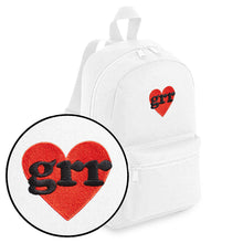 Load image into Gallery viewer, Grr Heart Embroidered Mini Backpack-Feminist Apparel, Feminist Gift, Feminist Mini Backpack, BG153-The Spark Company