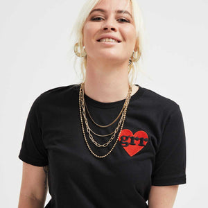 Grr Heart Embroidered T-Shirt-Feminist Apparel, Feminist Clothing, Feminist T Shirt, BC3001-The Spark Company