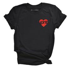 Load image into Gallery viewer, Grr Heart Embroidered T-Shirt-Feminist Apparel, Feminist Clothing, Feminist T Shirt, BC3001-The Spark Company