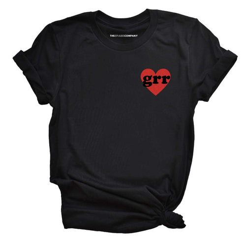Grr Heart Embroidered T-Shirt-Feminist Apparel, Feminist Clothing, Feminist T Shirt, BC3001-The Spark Company